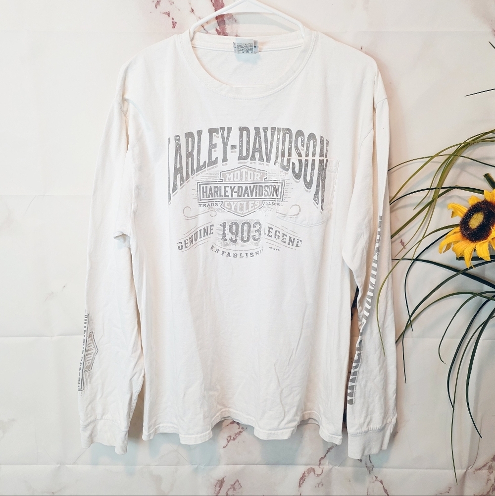 Harley Davidson Yuba City CA Cotton Long Sleeve Shirt Mens Large Graphic Logo